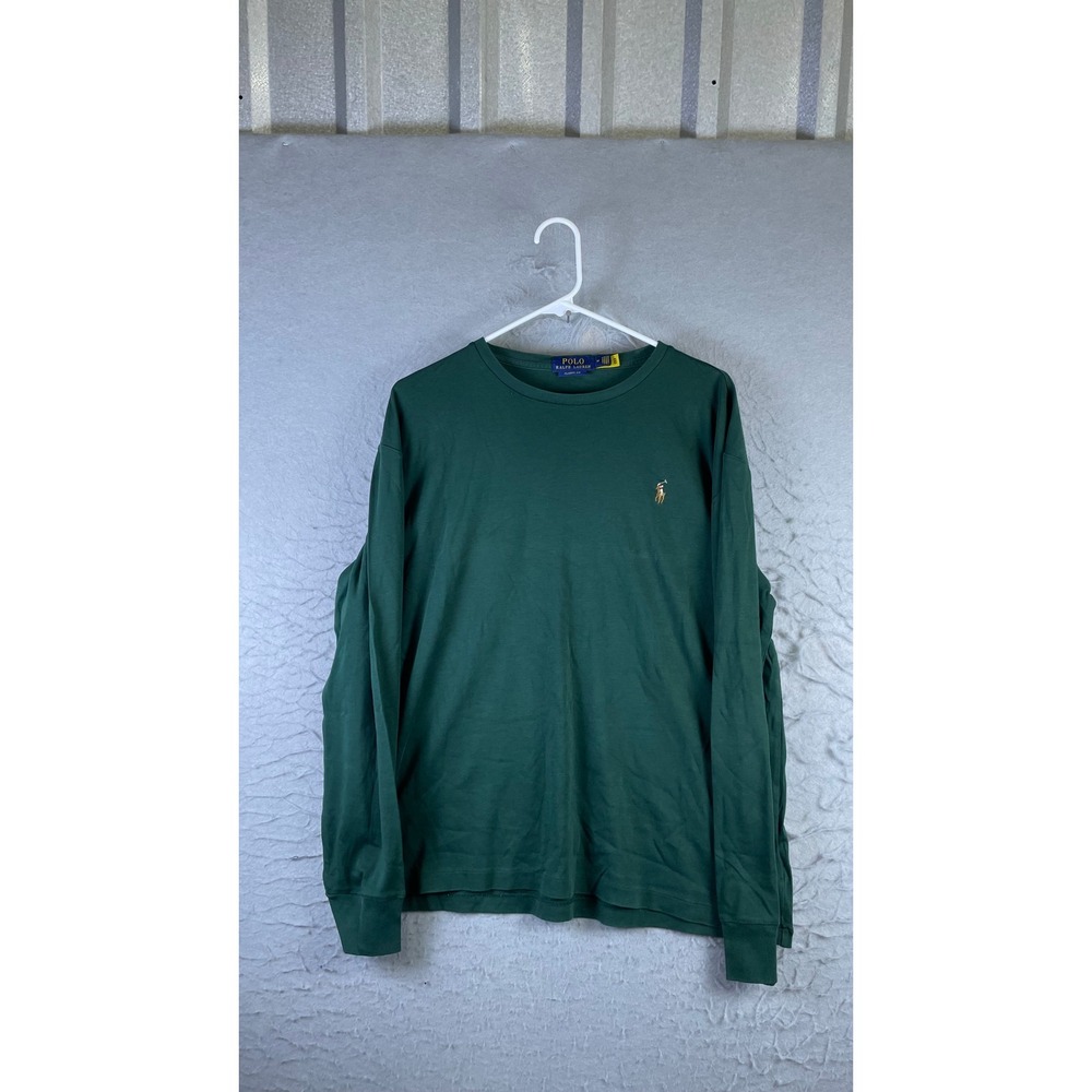 Polo Ralph Lauren T-Shirt Mens M Green Excellent Long Sleeve Classic Fit Pony